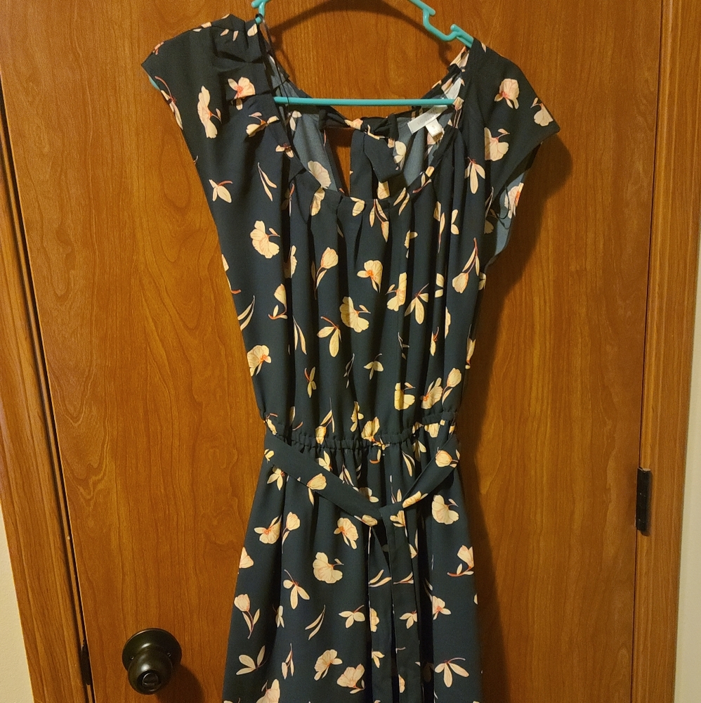 Blue floral knee length dress